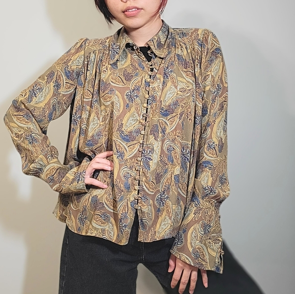 Free People Paisley Modern Muse button down Floral Blouse - Picture 2 of 10